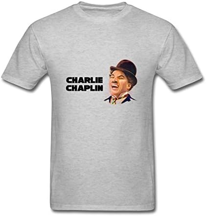XLLISG Mens Personalized 100% Cotton Charlie Chaplin Logo T Shirts L