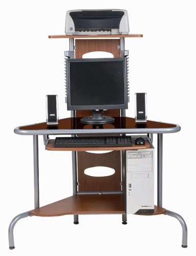 Corner Desk - Space Saving Office Organizer (Medium Cherry) (51H x 39W x 36D)