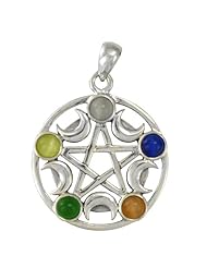 Silver Elemental Pentacle Pendant Pentagram Wiccan Pagan Jewelry