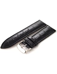28mm Black Crocodile Style Leather Watch Band Strap with Quick Release Pins Fits All !! (Extra Long)