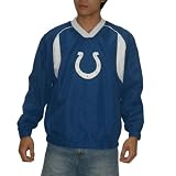 Mens NFL Indianapolis Colts Pullover Jersey Jacket / Windbreaker with Emboridered Logo - Blue & White (Size: M)