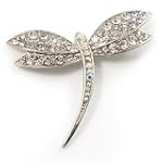 Classic Swarovski Crystal Dragonfly Brooch (Silver Tone)