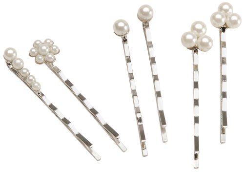 Jewelry Designer Decorated Bobby Pins 6-Pack: Pearl/Silver