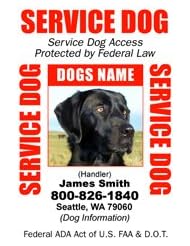 PERSONALIZE Dean & Tyler Service DOG ID Badge - 1 Dogs Custom ID Badge - Design#2- Vertical.