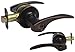 2-Set Dark Oil Rubbed Bronze Entry Entrance Levers with Matching Single Cylinder Deadbolts Combo Keyed Alike 836DBR