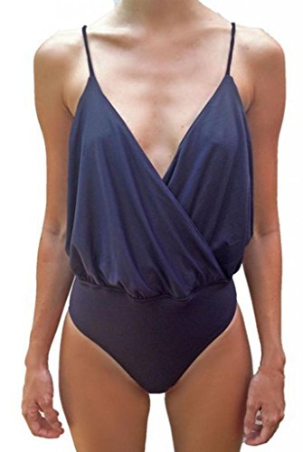 Lovaru Women's White Dark blue Backless Blouses Cute Bandage Shirt