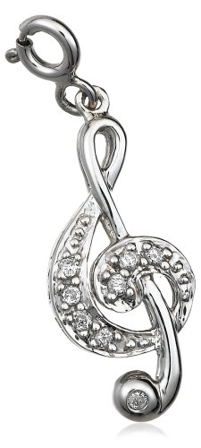 Sterling Silver Diamond Treble Clef Charm