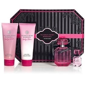 Victoria's Secret Bombshell Perfume Gift Set includes 1.7 oz Perfume, .25 oz mini perfume, Body Lotion and Wash: Beauty