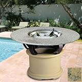 California Outdoor Concepts Del Mar Chat Height Sage Cooler Table - Sunset Gold Granite