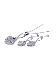 Nickel Free Sterling Silver Pendant & Earring Sets CZ Heart Set