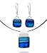 Sterling Silver Dichroic Glass Bezel-Set Blue Pattern...