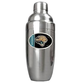 Click here to buy Jacksonville Jaguars NFL Stainless Steel Cocktail Shaker by Great American Products.