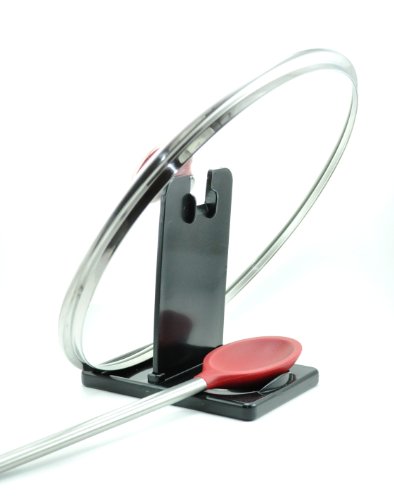 Black Hot Lid and Spoon Rest with Ladle Rest and Pan Scraper.