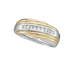 Mens 14k Two Tone Gold 1/2 ctw Princess Cut Diamond Wedding Band