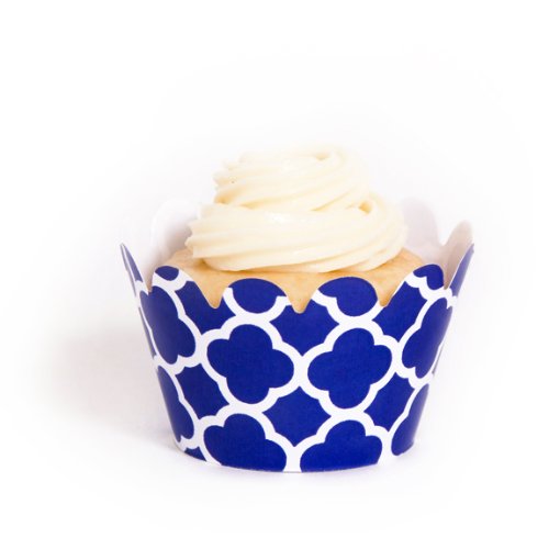 Dress My Cupcake Mini Royal Blue Spanish Tile Cupcake Wrappers, Set of 18