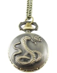 Youyoupifa Embossed Snake Bronze Alloy Quartz Pocket Watch(Unisex)