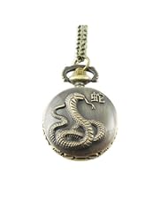 Youyoupifa Wholesale 5pcs/lot Bronze Chinese Zodiac Snake Pattern Case Quartz Pocket Watch