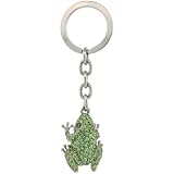 Jeweled Frog Key Chain, Key Ring, Key Holder, Key Tag , Key Fob, w/ Green Peridot-Colored Swarovski Crystals, 3-1/2 tall