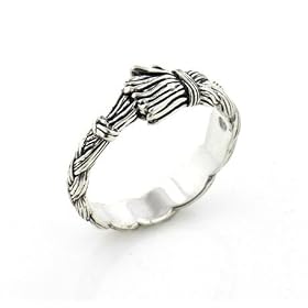 Native American Wolfwalker Braided Sweetgrass Sterling Silver Band Ring Size 5(Size 5,6,7,8,9,10,11,12,13,14,15)