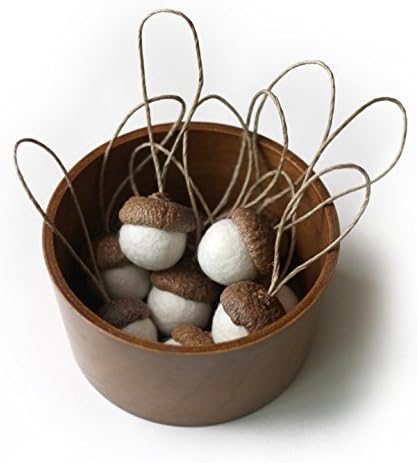 Felted Acorn Ornaments - Set of 10 in Snow White