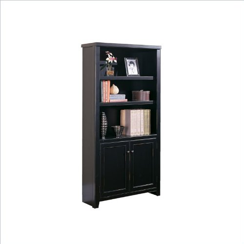 Kathy Ireland Home by Martin Furniture Tribeca Loft 3 Shelf Lower Door Wood Bookcase in Black