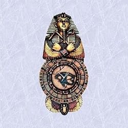 King tut statue clock egyptian winged scarab sculpture