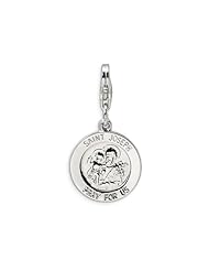 Amore LaVita(tm) Sterling Silver Saint Joseph Medal w/Lobster Clasp Charm for Charm Bracelet