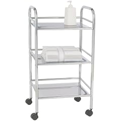 WENKO 12285100 Exclusiv Haushalts- und Badwagen - Badregal fahrbar, 3 Ablagen, Chrom, 41 x 75 x 32 cm
