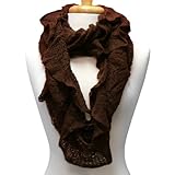 IMAGE OF Brown Crinkle Knit Ruffled Infinity Ring Scarf