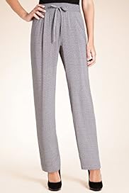 Pleat Front Geometric Print Straight Leg Trousers