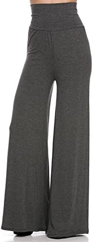LGC Soft Knit Modal High Waist Palazzo Pants Wide Leg Solid (X-Large, Charcoal)