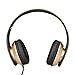 Intone I60 Lightweight Folding 3.5mm Stereo Over-ear Headphones Portable Stretch Headsets Earphones Leather Earpad with Build-in Microphone and Control Button for All Smartphones,laptops,tablets,pc,mp3/mp4,psp,ipod (Golden)