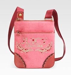 Juicy Couture Terry Heart Tassel Crossbody Messenger Swing Bag Purse Pink