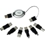 Daffodil TC01 C�ble rallonge USB 1.1 haut d�bit r�tractable offrant jusqu'� 1m d'extension et 6 adaptateurs USB - Emballage esth�tique