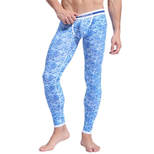 ZIHAN Men's Printing Slim Fit Leggings Tight Pants Large Sky Blue