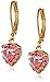 1928 Jewelry Gold-Tone Pink Genuine Swarovski Crystal Heart Drop Earrings