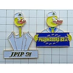 限定レア美品ピンズ◆カサあひるの薬剤師さんピンバッチフランス