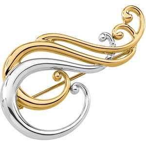 14K Two Tone Gold Brooch by