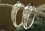 Onyx hoop earrings, 'Indian Rosebud'