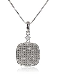 Sterling Silver and White Diamond Cushion-Shape Pendant Necklace (0.05 cttw, H-I Color, I1-I2 Clarity), 18"