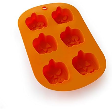 MIREN Pumpkin Faces 6 Cavity Silicone Mold for Chocolate, Halloween Pumpkin Cake Decor, Pastry, Cake, Muffin, Bread, Big Ice Cube, Soap, and More