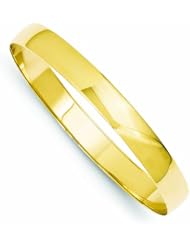 Genuine 14K Yellow Gold 8mm Solid Polished Half-Round Slip-On Bangle 18 Grams Of Gold 100% Satisfaction Guaranteed.