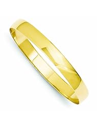 14K Gold 8mm Solid Polished Half-Round Slip-On Bangle