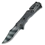SOG Trident Folding Knife Serrated w/ Black Tiger Stripe