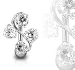 Surgical Steel Clear Elegant Four Gem...