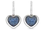 1 3/8 Carat Sapphire and 1/8 Carat Diamond 14K White Gold Heart Earrings