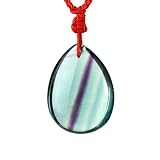 O-stone Natural Rainbow Fluorite Necklace Water Drop Pendant Grounding Stone Protection Sales Promotion 50% Off