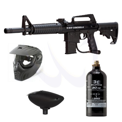 Empire BT OMEGA Paintball Gun + XRay Mask + Hopper + 20oz CO2 Tank