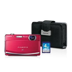 Fujifilm FinePix Z90 14 MP Digital Camera with Fujinon 5x Wide Angle Optical Zoom Lens and 3-Inch Touch-Screen LCD (Red Bundle): Camera &amp; Photo
