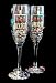 Casino Magic Slots Design - Hand Painted - Matching Set of Toasting Flutes - 6 oz.